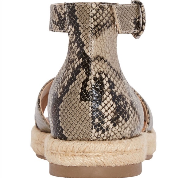 Reptile Print Ankle Strap Flat Sandal With Buckle - Picture 2 of 3